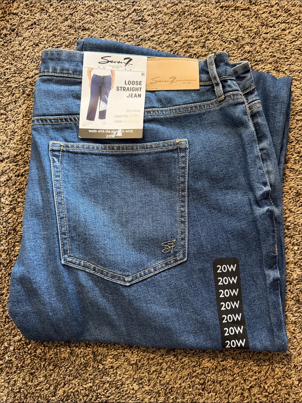 Seven7 women’s Loose Straight Jeans - Medium Blue